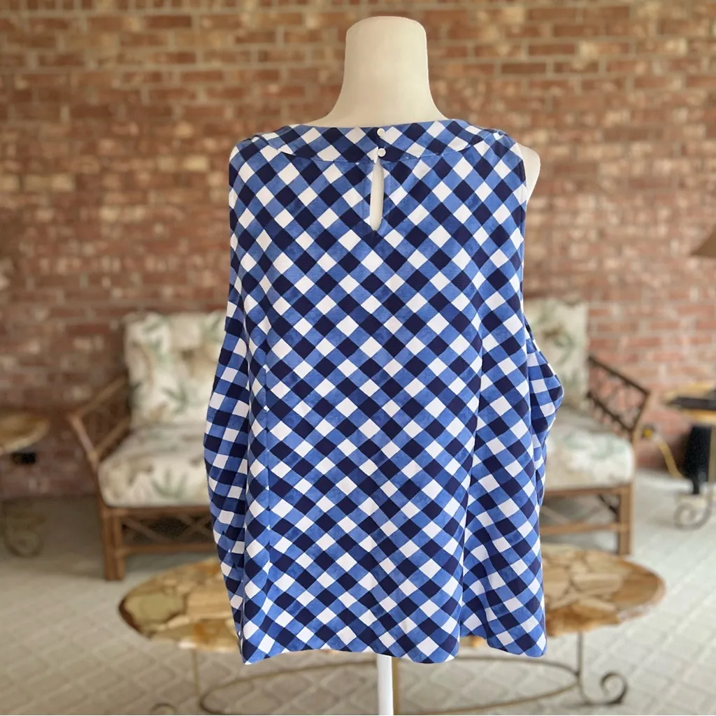 Talbots Top Gingham Halter Tank Blue Plaid Knit 3XL Sleeveless Preppy Classic - Image 6