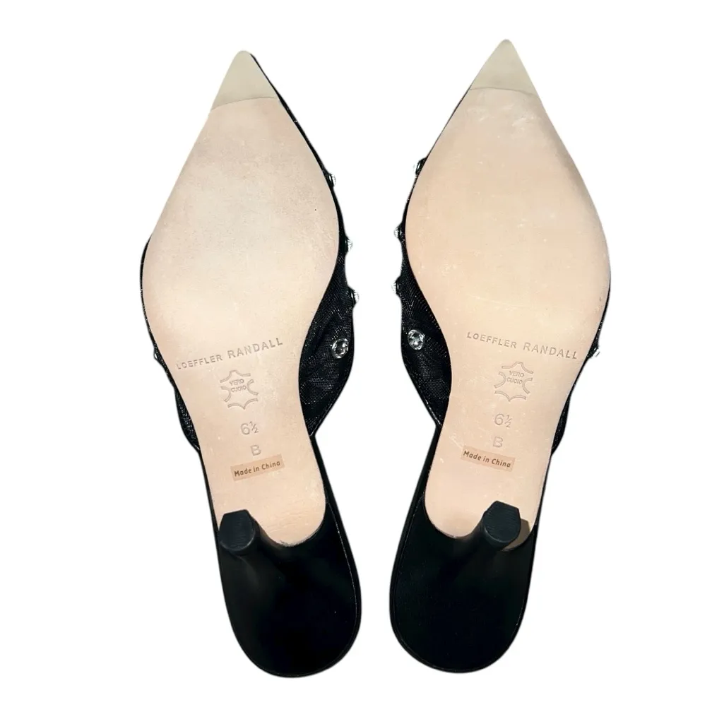 NEW NIB Loeffler Randall Paloma Mesh Mule Heels Black & Crystal - Image 8