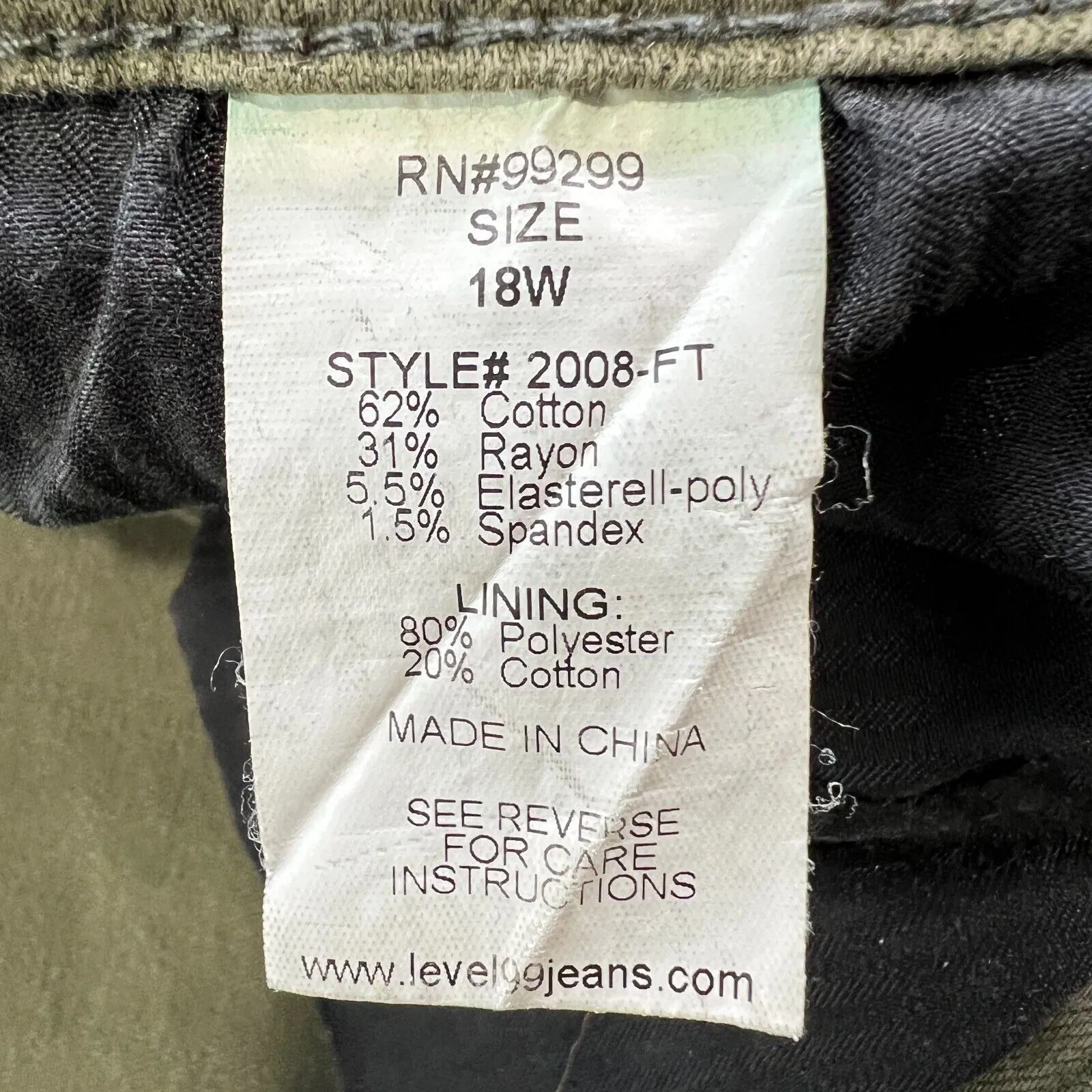 Anthropologie Level‎ 99 Cargo Jogger Pants 18W Green Stretch Fabric Ankle Zip - Image 6