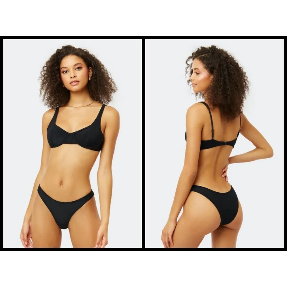 💕FRANKIE'S BIKINIS💕 Anna Ribbed Underwire Bikini Top ~ Black Small S NWT - Image 3