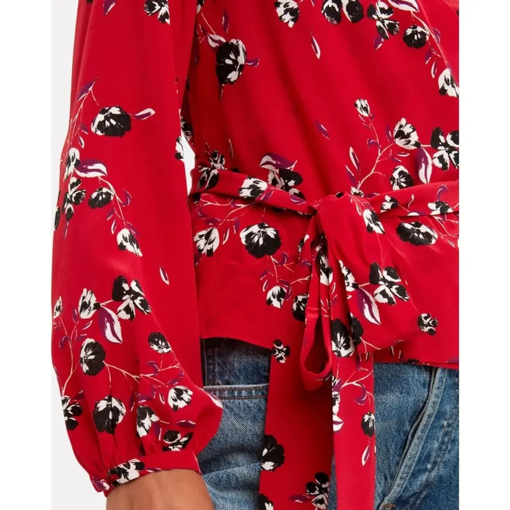 Intermix  Red Silk Blouse - Image 5