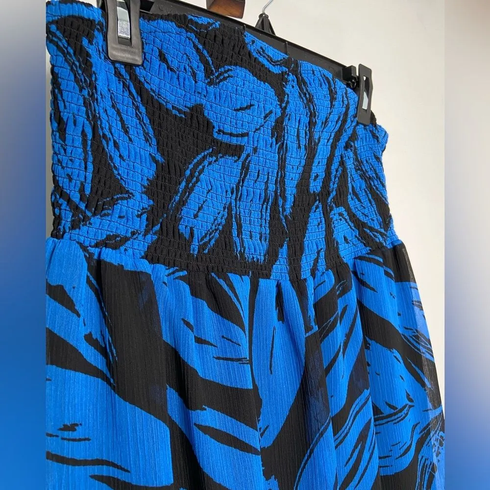 Lane Bryant Strapless Maxi Dress Leaf Print Blue Feminine Party Vacay Chic 14/16 - Image 3