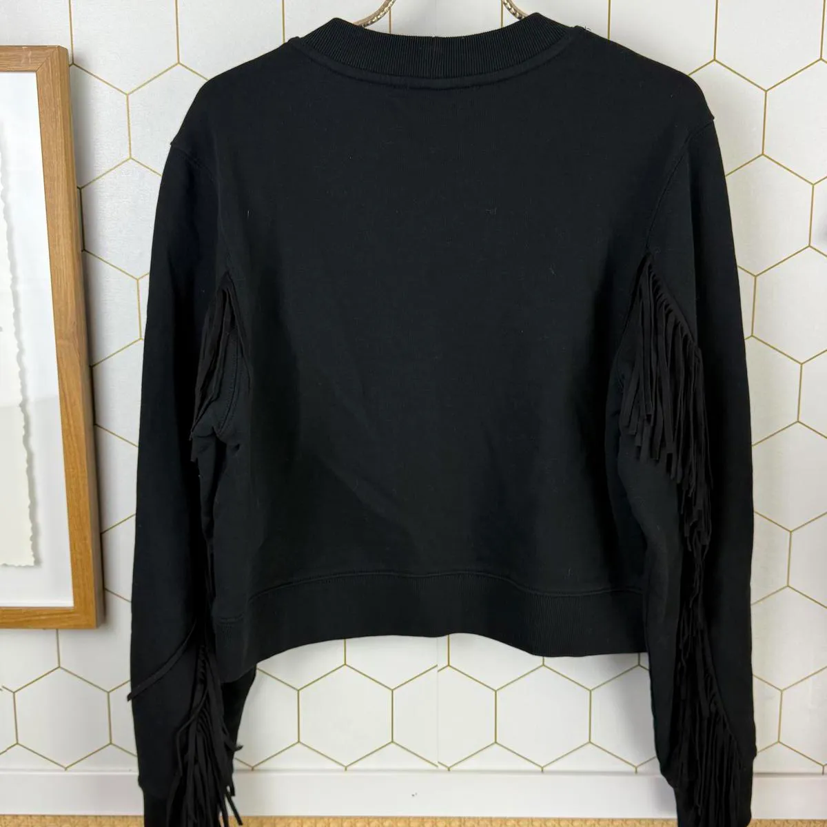 AllSaints Black Giselle Fringe Trim Casual Sweatshirt - Size - Small - Image 5