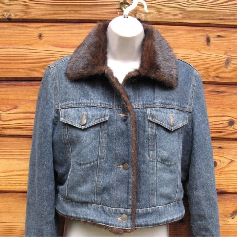 Blue Jean Denim Cropped Jacket - Image 2