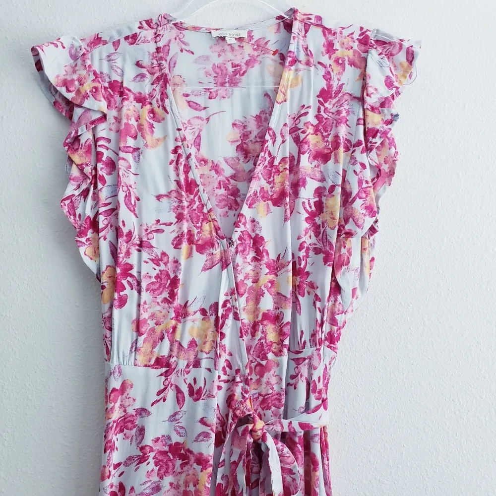 Ella Moss Floral Mini Ruffle Wrap Dress - Image 3