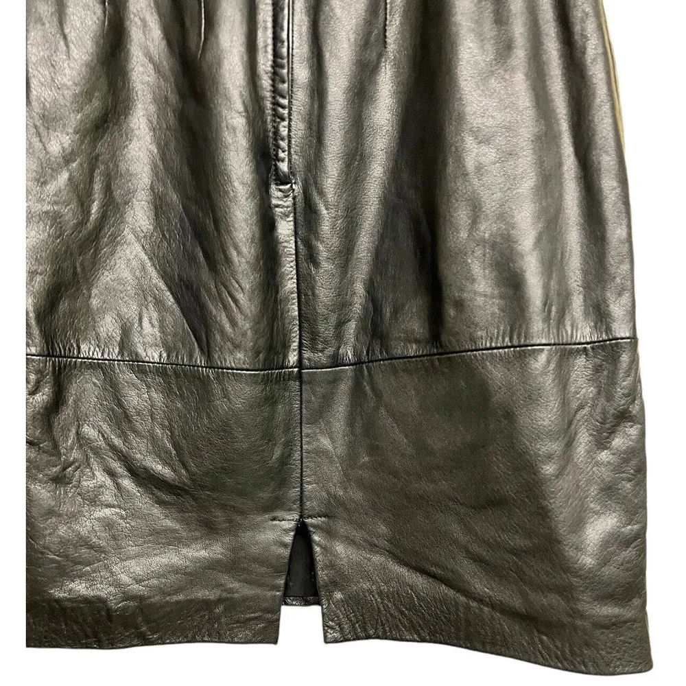 VINTAGE LEATHER BERMANS MINI DRESS STRAPLESS SIZE 4 - Image 5