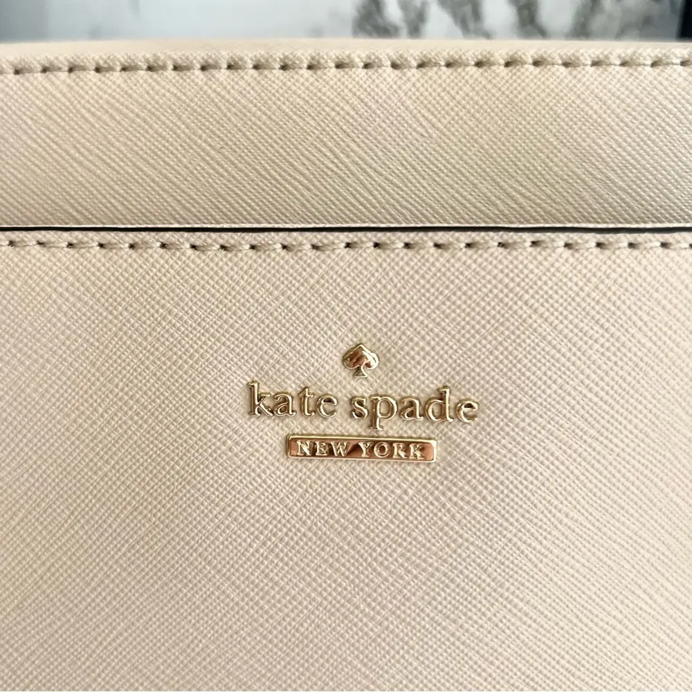 Kate Spade Laurel Way Reese Satchel Soft Porcelain and Black Leather Bag - Image 4