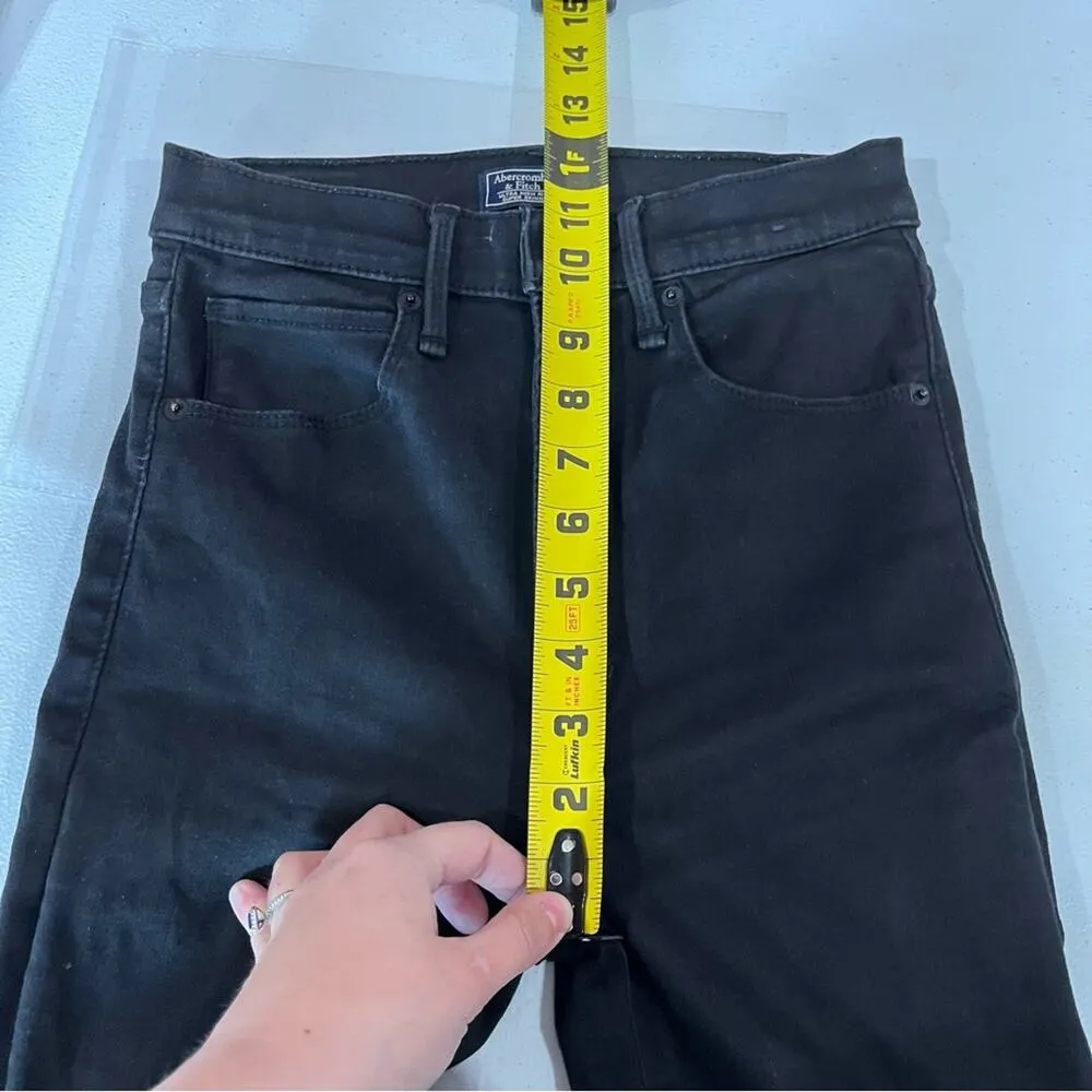 Abercrombie Ultra High Rise Super Skinny Black Jeans Busted Knee Raw Hem - Image 7