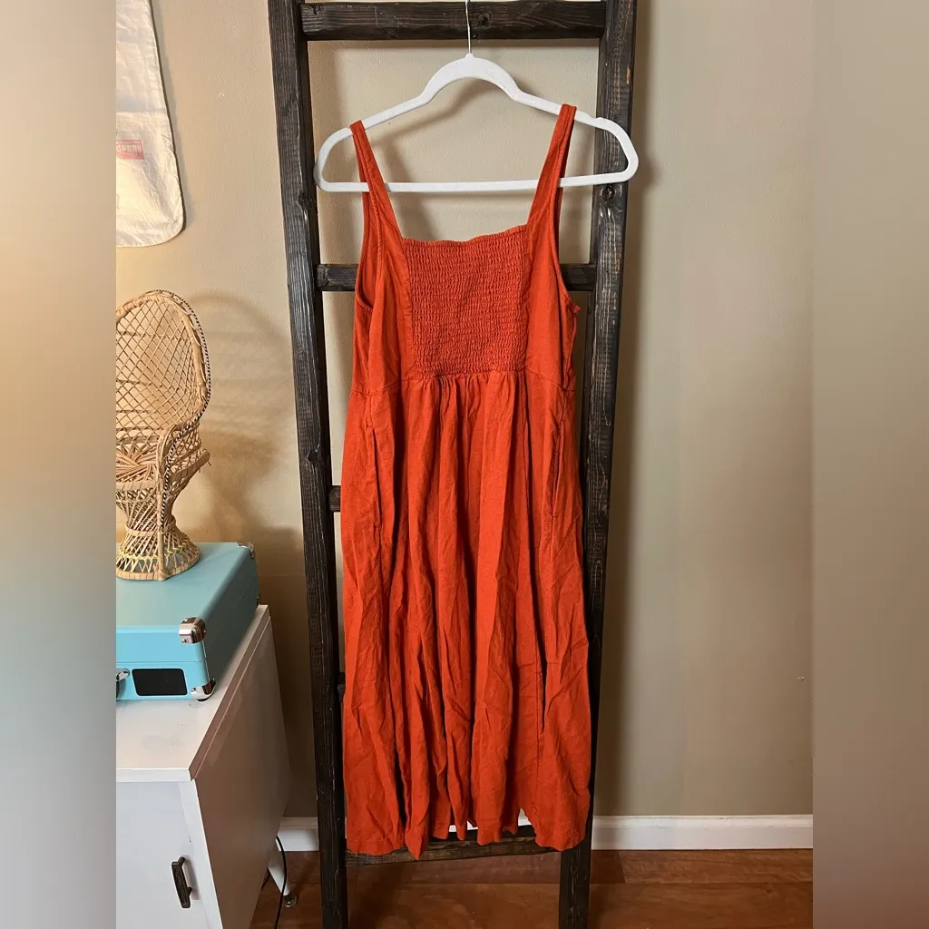Old Navy  Orange Linen Dress - Image 4