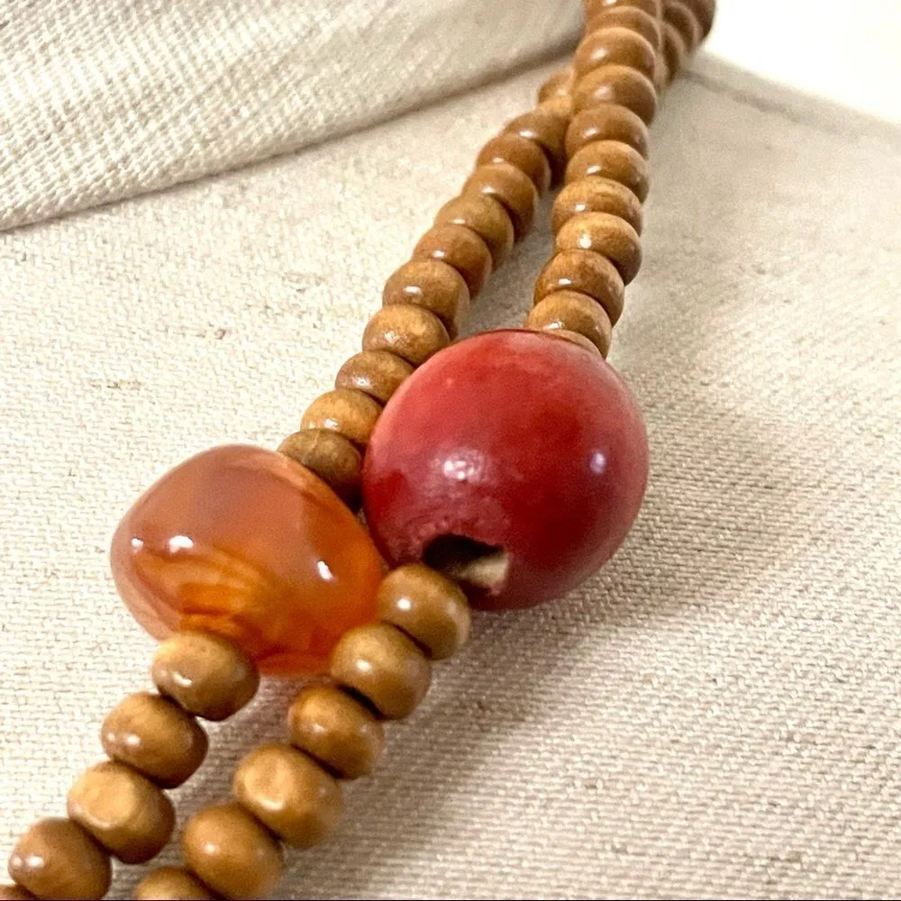 Long wood bead stone necklace - Image 6