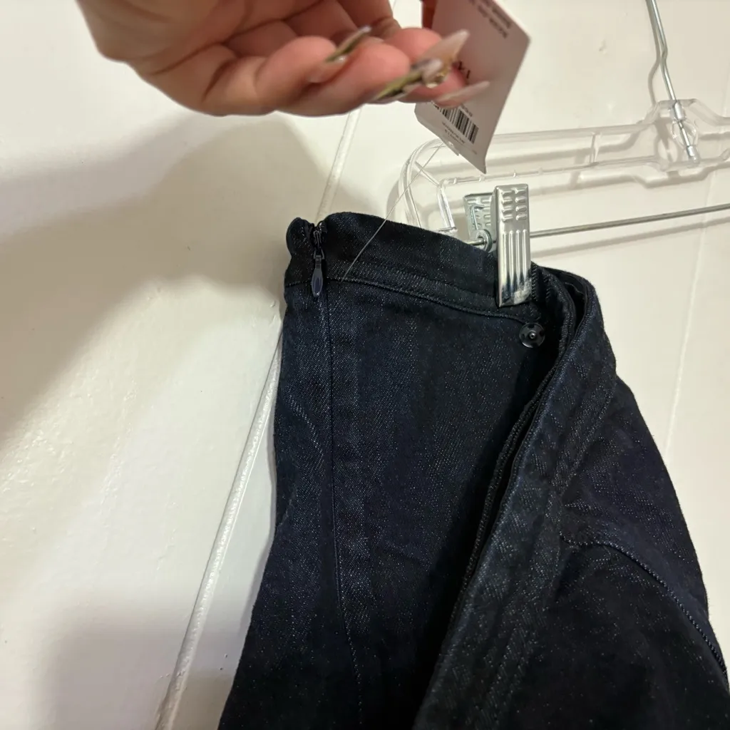 Pilcro Anthropologie Strapless Seamed Black Denim Mini Dress NWT Size 14 no bow - Image 10