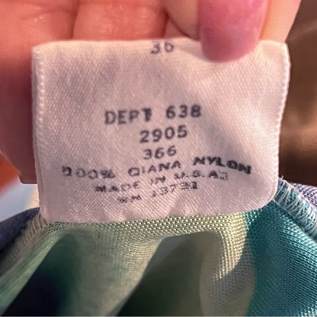 Vintage size 36 Sears kimono Qiana nylon Robe western horse moon mountain scene Blue - Image 14