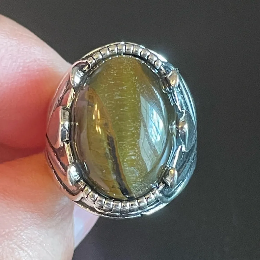 Tigers eye stone silver ring size 7.75 - Image 7