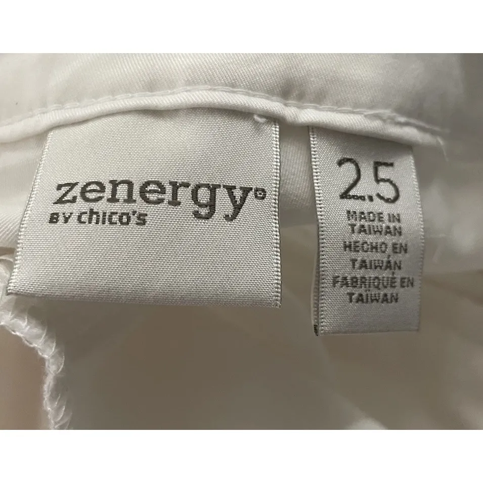 Chicos Zenergy Womens‎ 2.5 US Large White Pants Leg Zipper Preppy Nautical Beach - Image 5