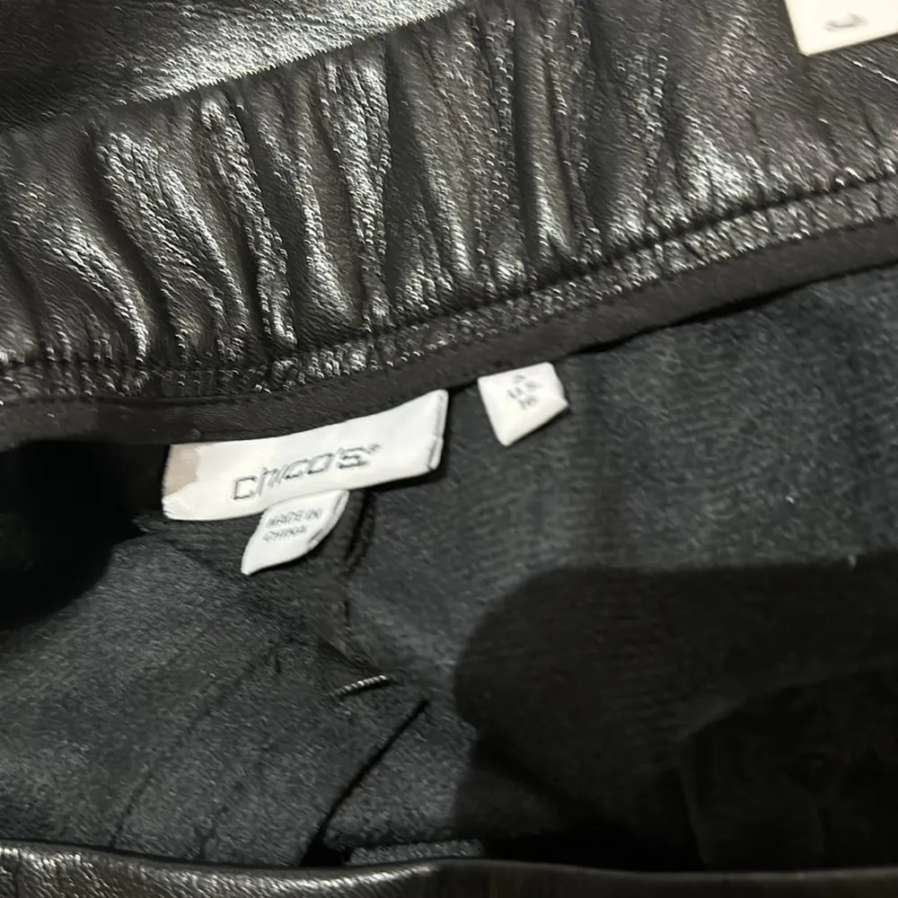 NWT Chico's Faux Leather Cutwork Hem Wide Leg Trousers Black US Size 16 - Image 5