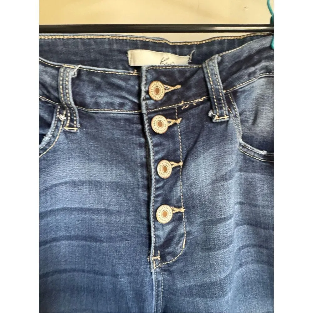 Kancan Estilo blue distressed button fly high rise jeans sz 29 - Image 5