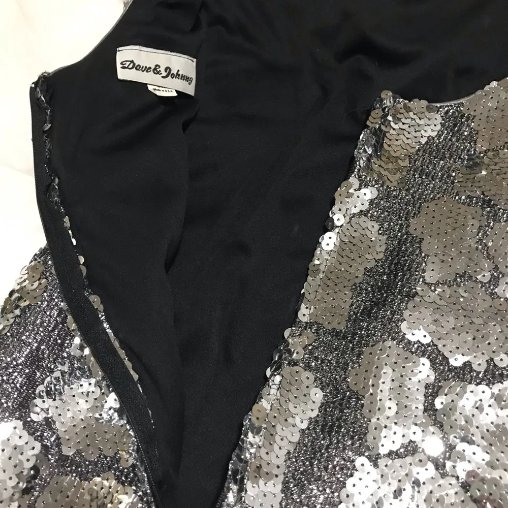 Dave & Johnny Vintage Silver Sleeveless Sequin Cocktail Dress 1980’s Sz 10 - Image 7