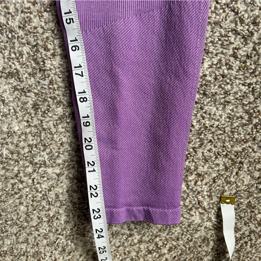 🦋 Purple Ribbed Leggings Athleisure Athletic Casual Workout Small - Image 4