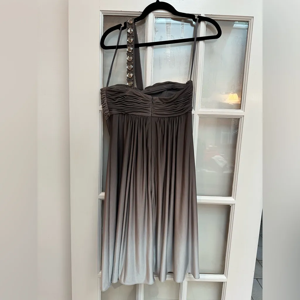 Vintage Y2K Cache Taupe Cream Ombre One Shoulder Sequin Beaded Dress Size 4 S - Image 9