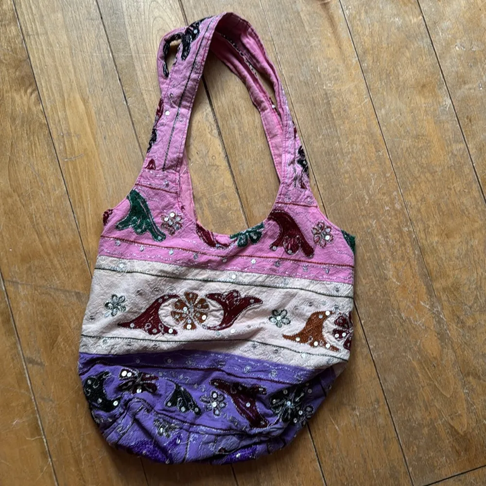 y2k Colorful Embroidered Women's Hobo Shoulder Bag Purse Pink - Image 3