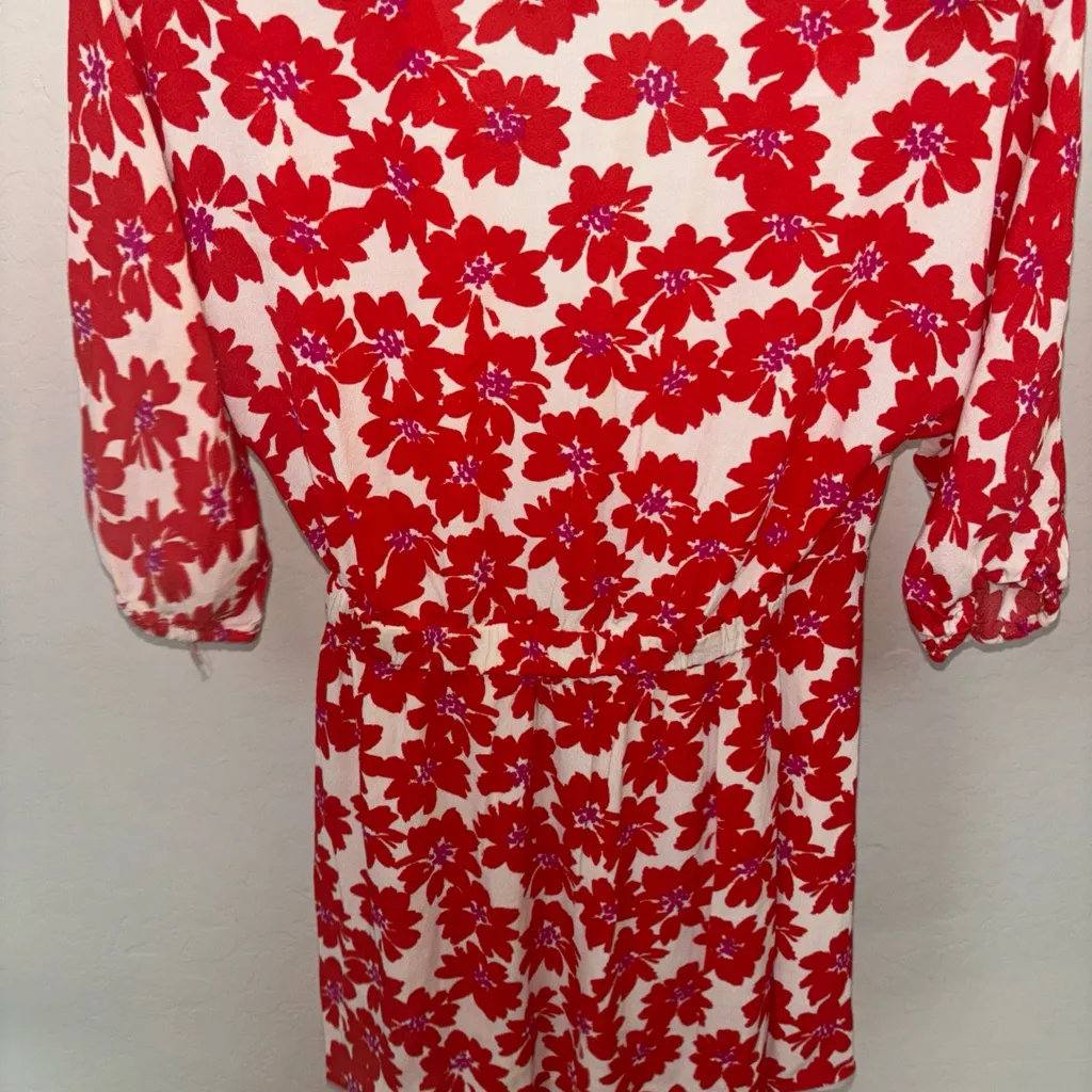 Zara Red Floral  Print Wrap Mini dress Size S - Image 9