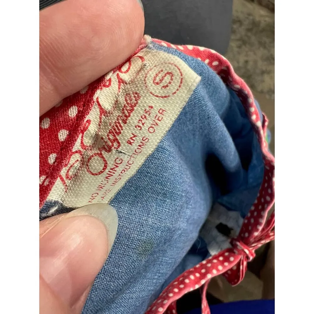 house dress duster Applique flower zip front blue red green rose cottagecore Size L - Image 12