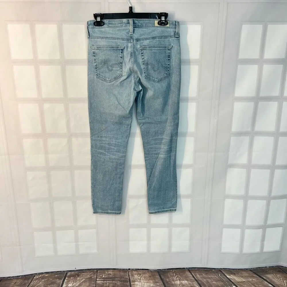 Ag Adriano Goldschmied Blue The Prima Crop Cigarette Leg Light Wash Jeans Sz 27 - Image 5