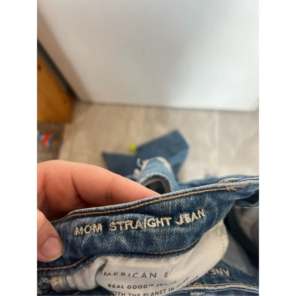 American Eagle Mom Straight Jeans Distressed Woman’s Size 14 Regular - Image 13