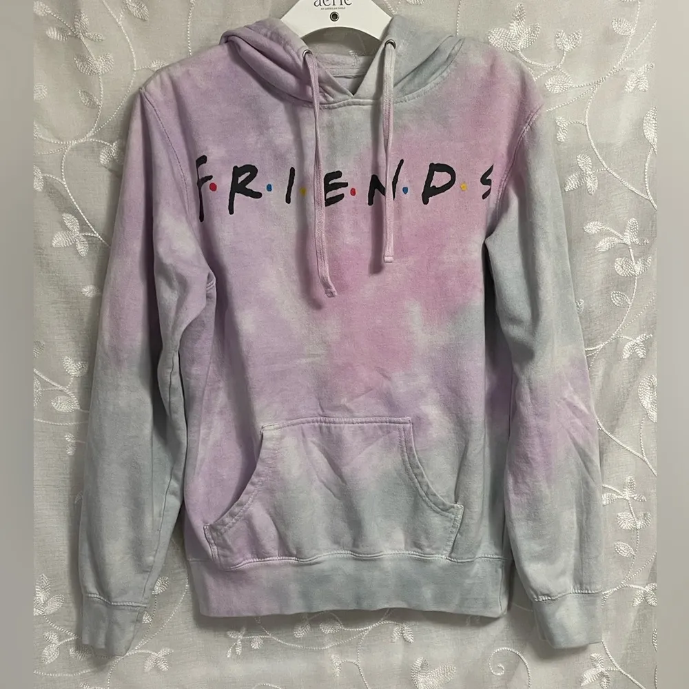 Vintage 90s Friends TV Show Hoodie Sweatshirt Longsleeve Tie Die Sz Large EUC - Image 2