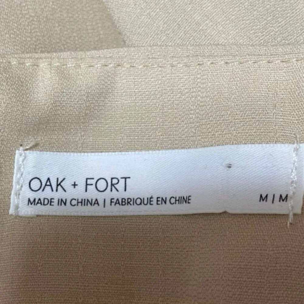 Oak + Fort Beige Tan Long Balloon Sleeveless Boat Neck Crop Blouse Top Size M Size M - Image 3