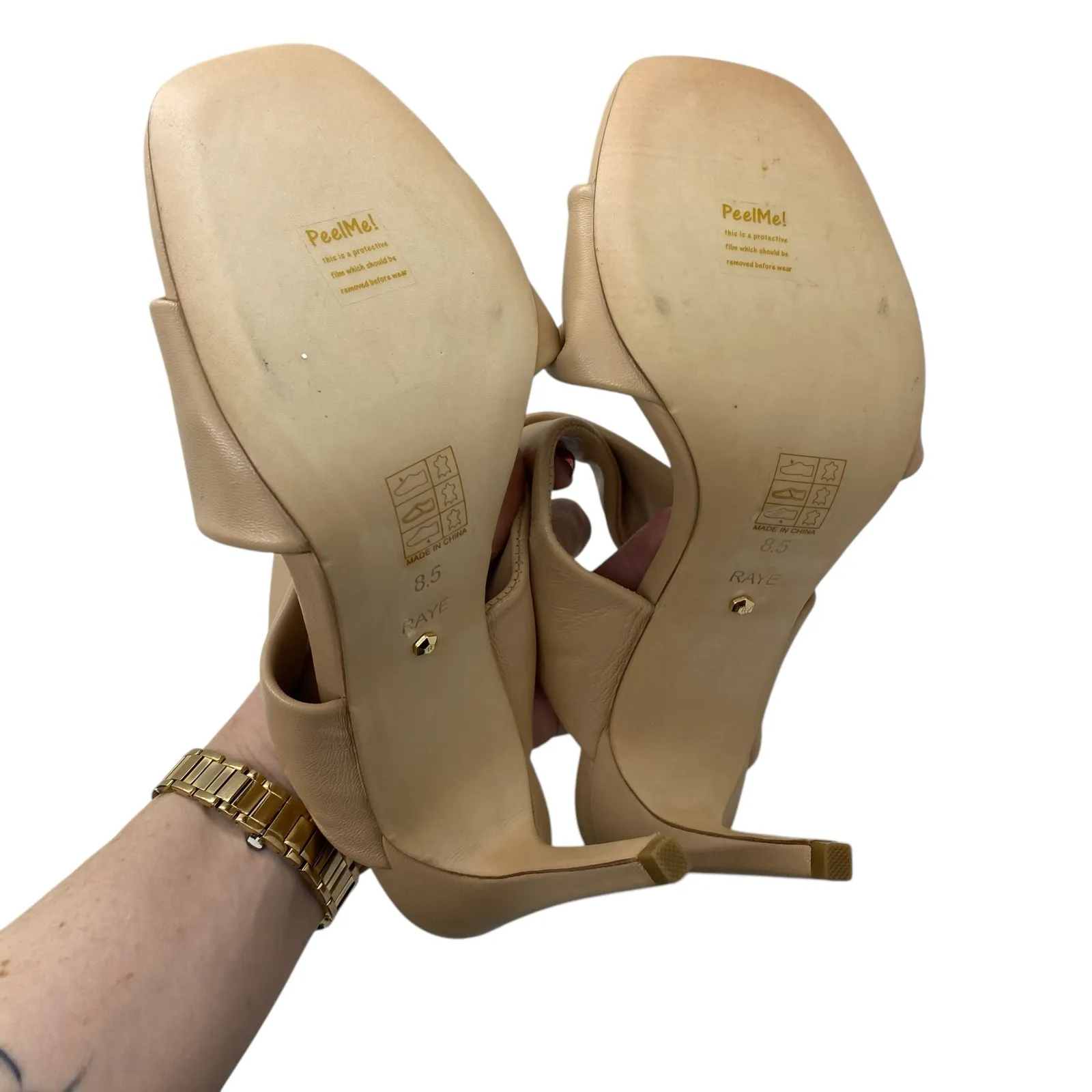 Raye Greer‎ Heel 8.5 Leather Twisted Vamp Nude - Image 6