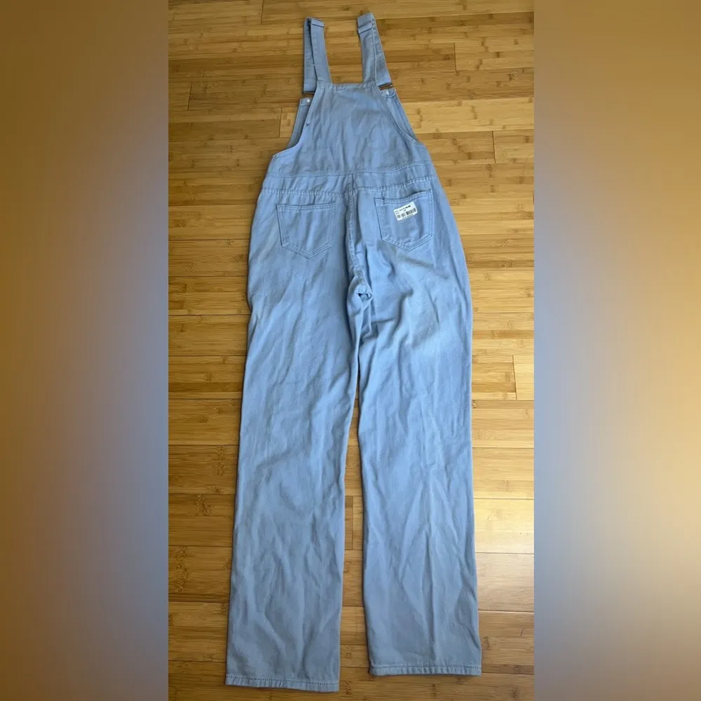 Women Adjustable Casual Jean Bib Overall Dungarees, Floral|Hippie, BOHO|Size:M Blue Size M - Image 13