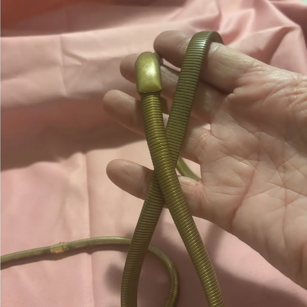 Vintage Stretch Snake Belt and Necklace Set Gold - Image 3