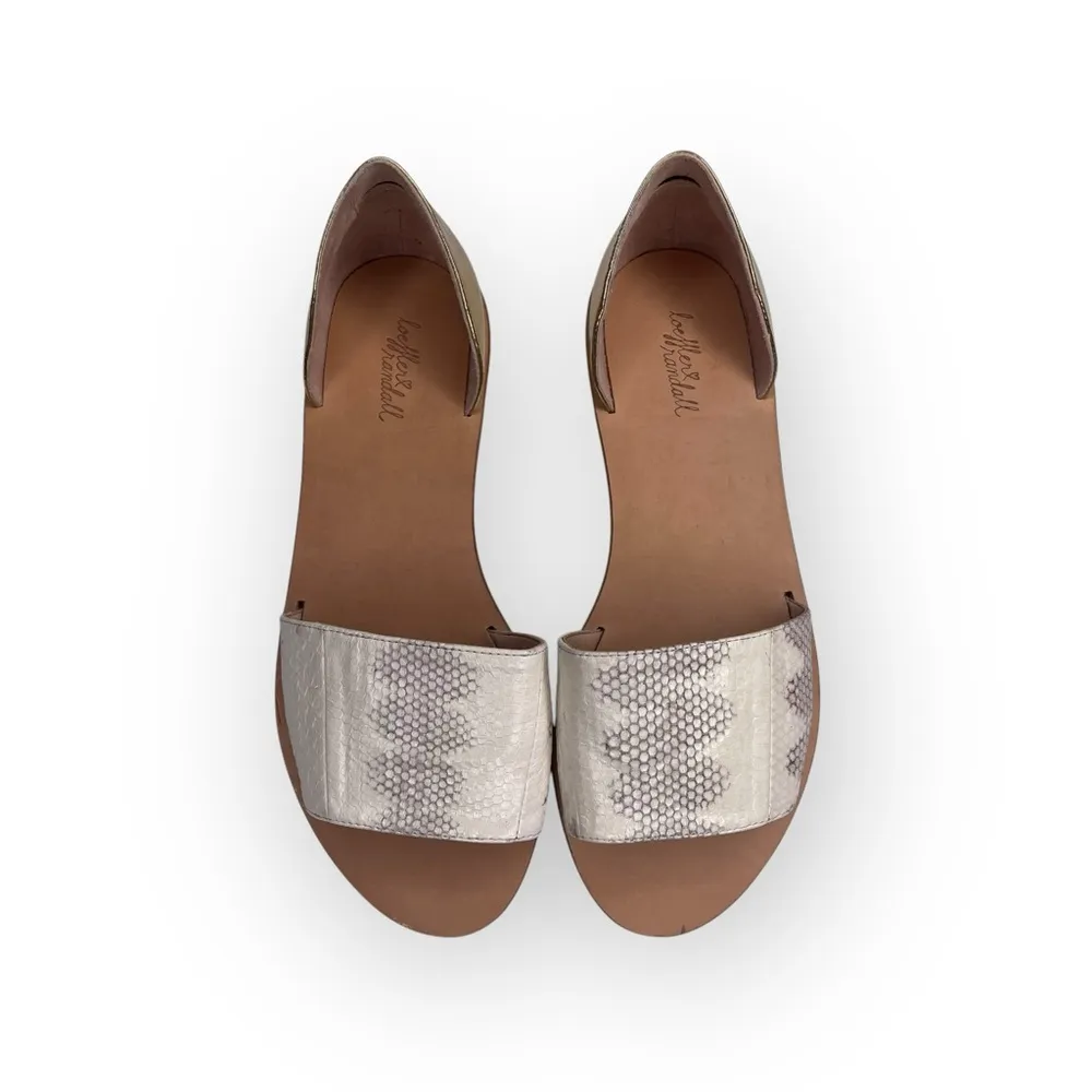 new Loeffler Randall ❁ Sawyer Snake Flat Sandals ❁ Ivory Metallic Gold Leather ❁ - Image 11