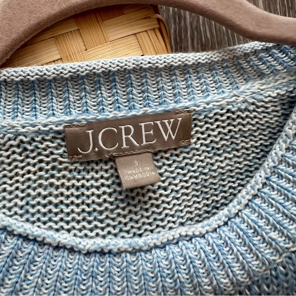J. Crew cotton linen blend beach‎ sweater light blue - Image 3