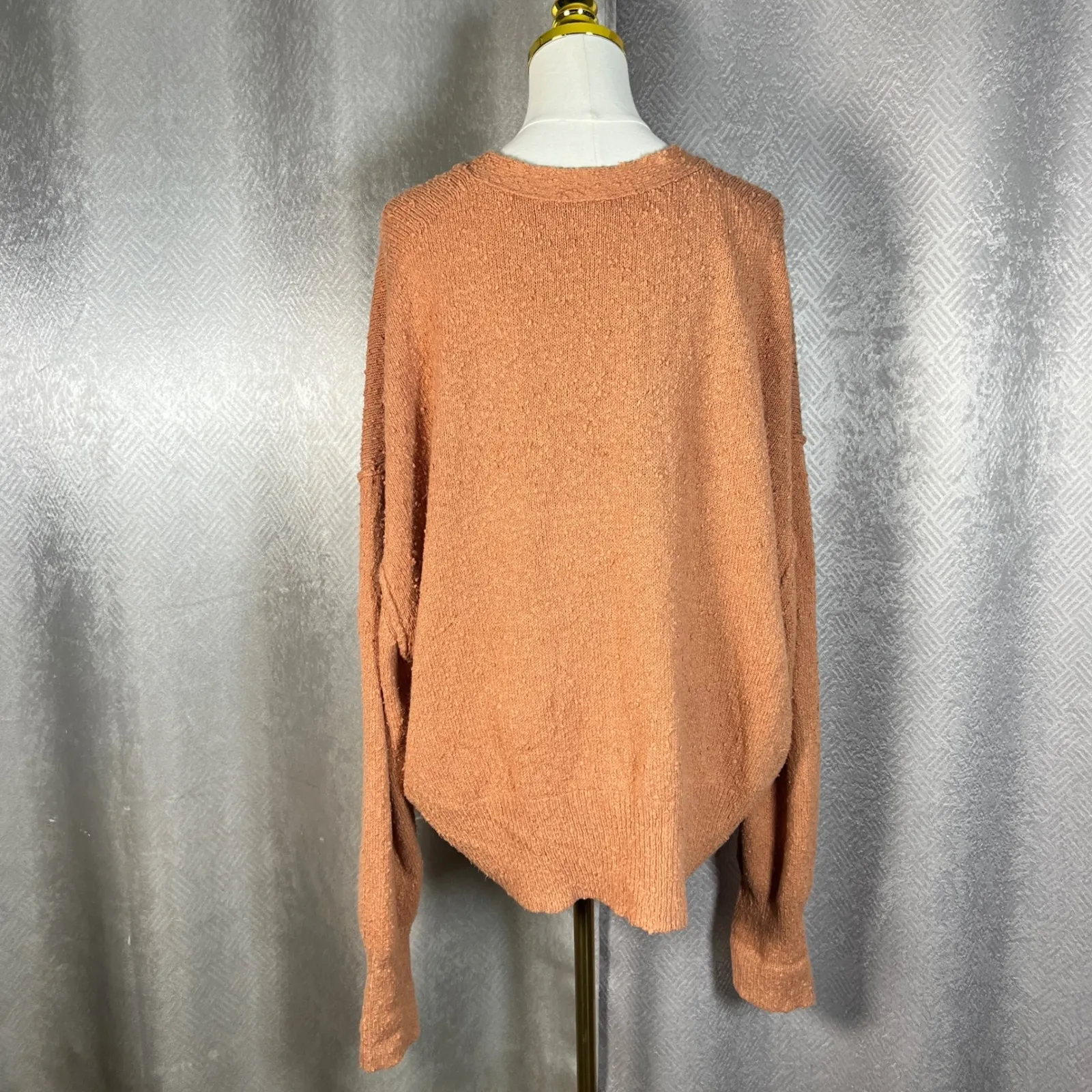 Free People Textured Button Front Cardigan Orange M - Image 5