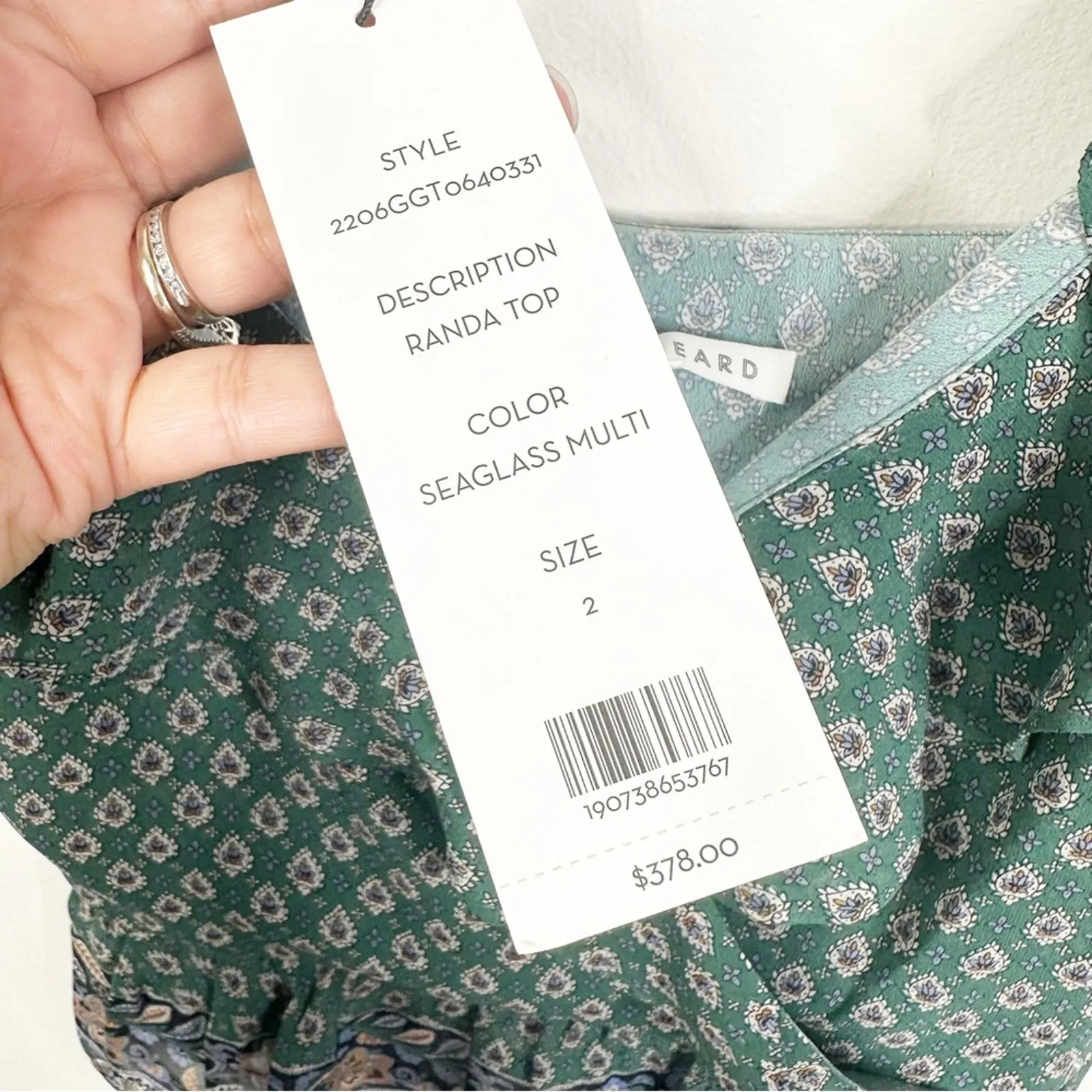 NEW Veronica Beard Size 2 Randa Silk Ruffle Top in Seaglass Multi - Image 10