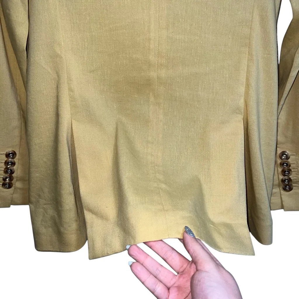 Veronica Beard Nisha Double Breasted Linen Blazer Jacket In Vintage Yellow - Image 9