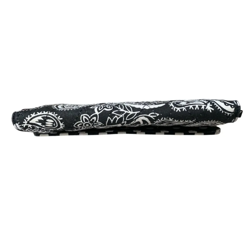 women's black white floral paisley folding wallet cards checkbook - Image 8