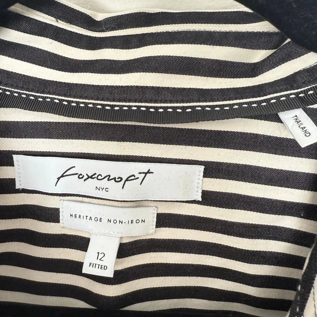 Foxcroft Women’s 12 Non Iron Black White Blouse Top - Image 2