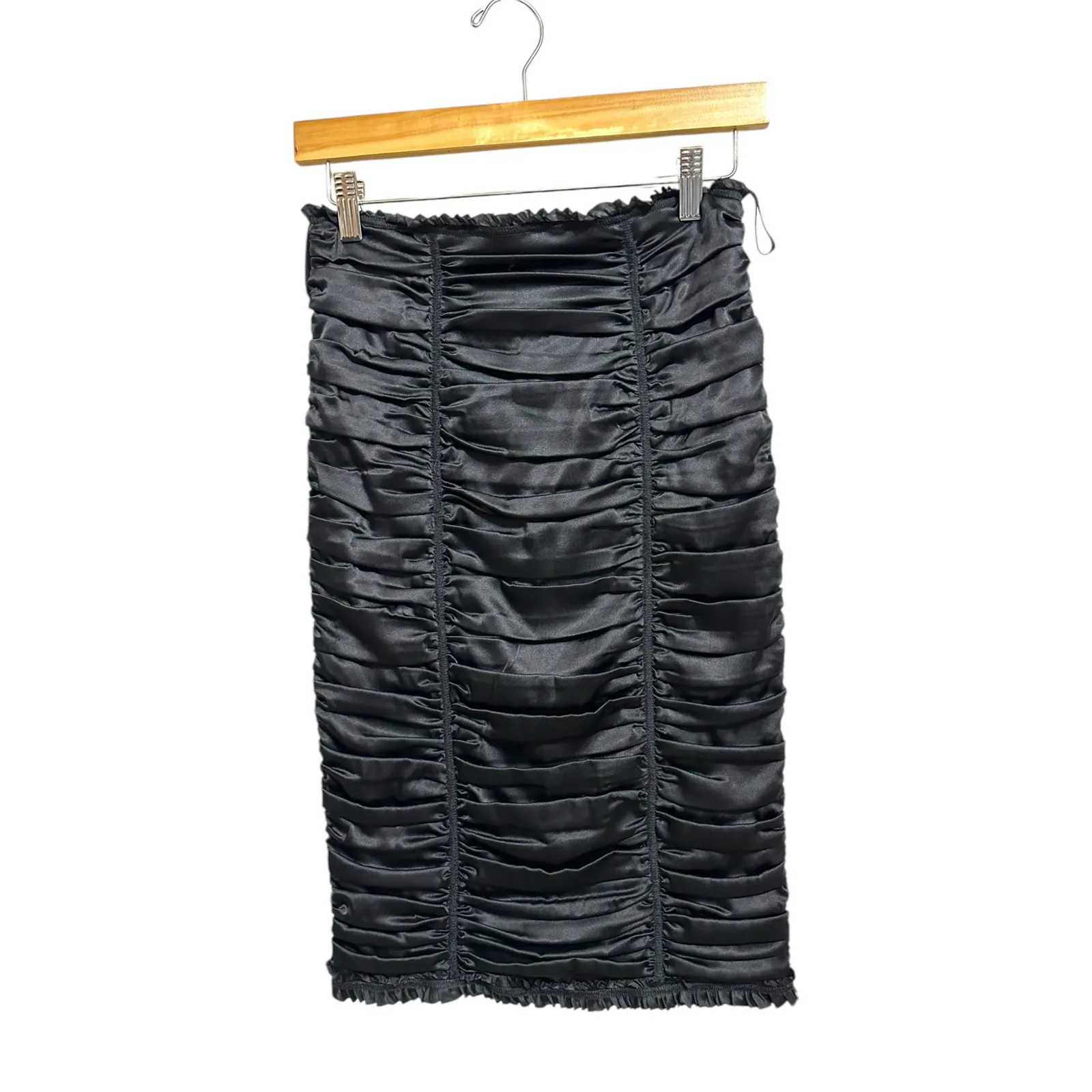 Dolce & Gabbana black ruched silk pencil skirt size‎ 40 - Image 2