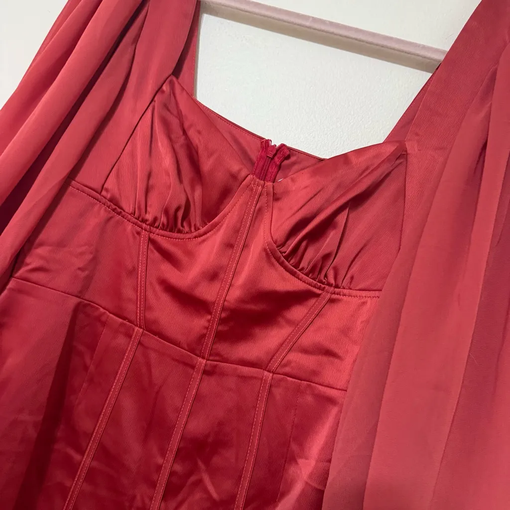 NWT Boohoo Satin Corset Detail Puff Sleeve Mini Dress - Image 6