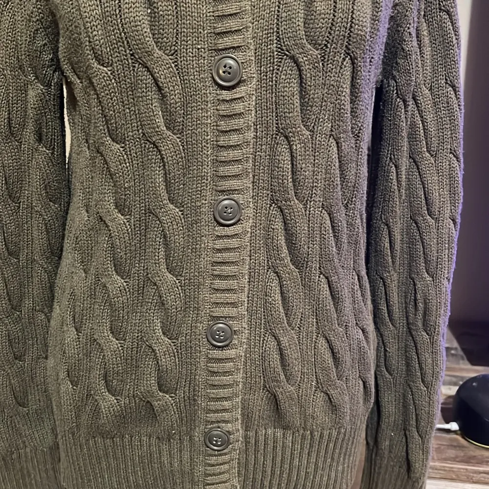 Polo Ralph Lauren olive green Women's cable net Sweater, 100% Cotton Sz S - Image 3