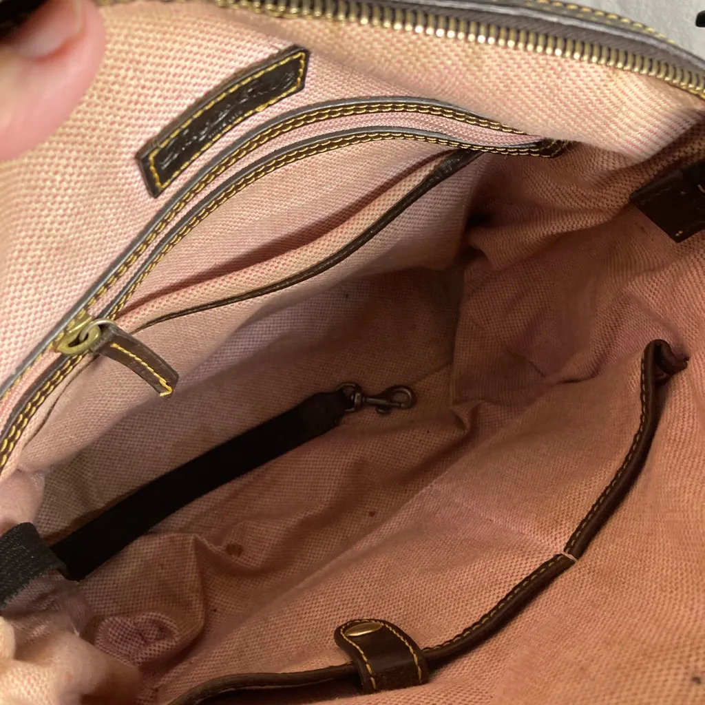 DOONEY & BOURKE CROC EMBOSSED DILLEN Brown Leather Handbag - Image 13