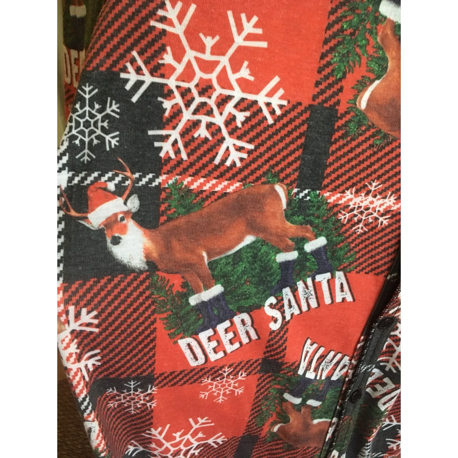 MEN'S WEMBLEY Christmas One Piece Pajama, $60, Sz: S/M, Deer Hunting Theme Red - Image 3