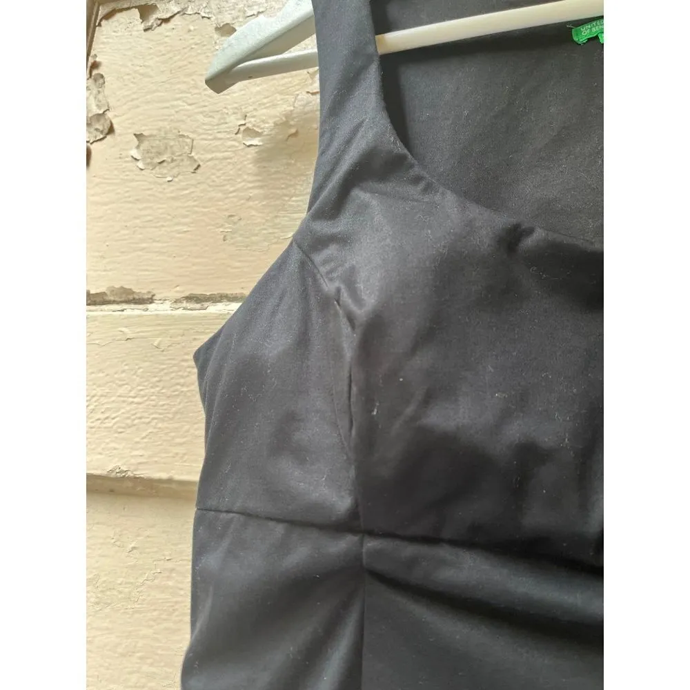United colors of Benetton sleeveless black scoop neck sheath midi dress size M - Image 9