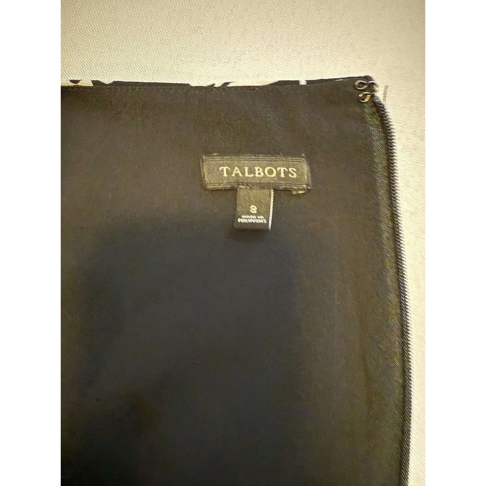 Talbots Black/White Paisley Bell Sleeve Scoop Neck 3/4 Sleeve Dress Sz 8 $139 #‎ - Image 10