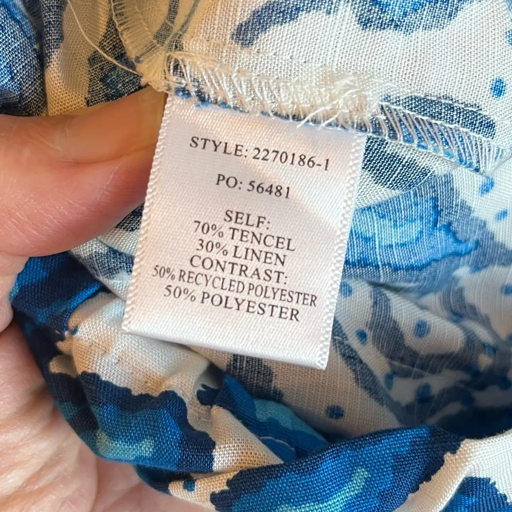 Current Air High Waist Shorts Vivid Blue White Linen Blend New - Image 13