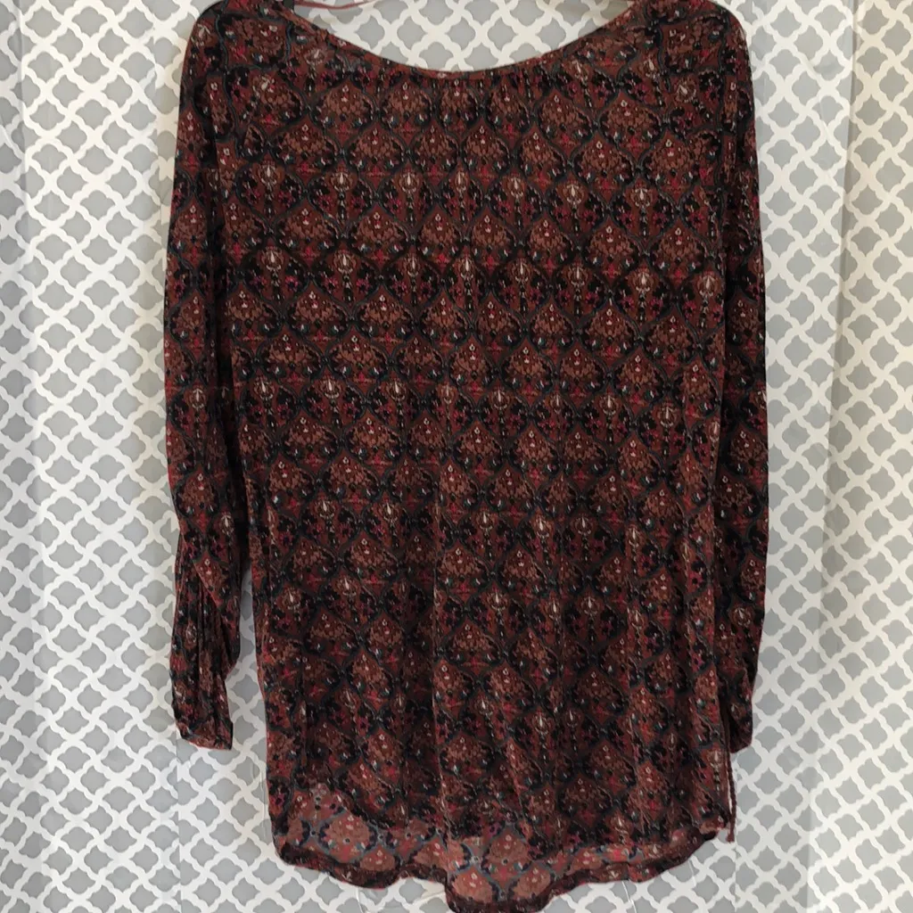 Lucky Brand brown cinched long‎ sleeve top - Image 4