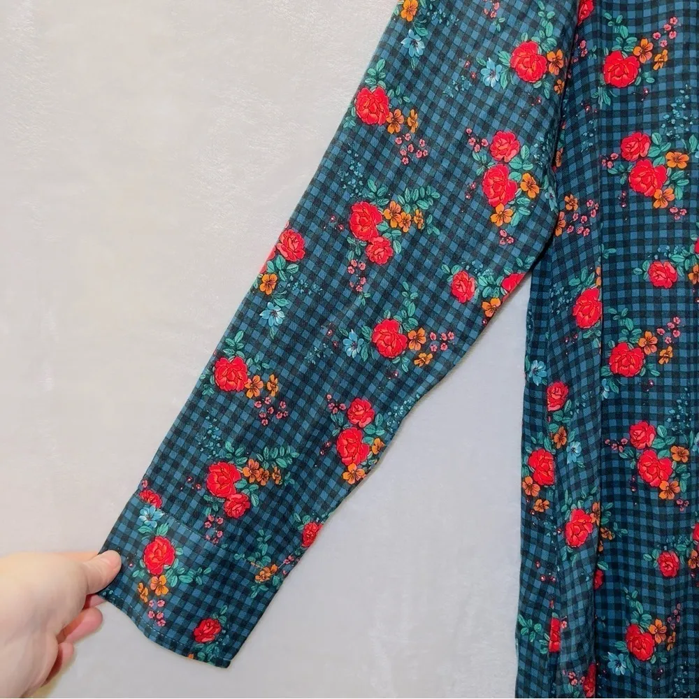 Matilda Jane Fa La La Floral Print Button Down Long Sleeve Shirt Dress size SM - Image 2